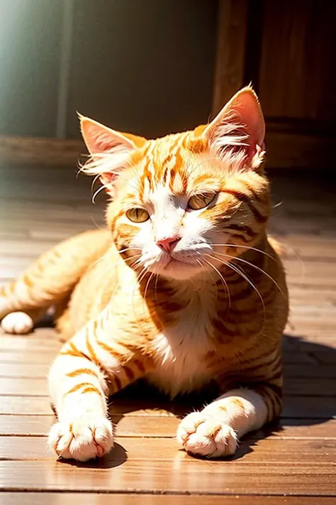 <(photorealistic:1.4), (extremely intricate:1.2)>, <(exquisitely detailed skin), cinematic light, ultra high res, 8k uhd, intricate details, Movie Light, Oil Painting Texture, film grain, dreamlike, perfect anatomy, best shadow, delicate, RAW>, no humans, (((cat, ranbow cat))), photo background, animal focus, animal, (((lying on the floor))), photo inset, (((closed eyes))), cat with nine tails, sleep, light brindle,