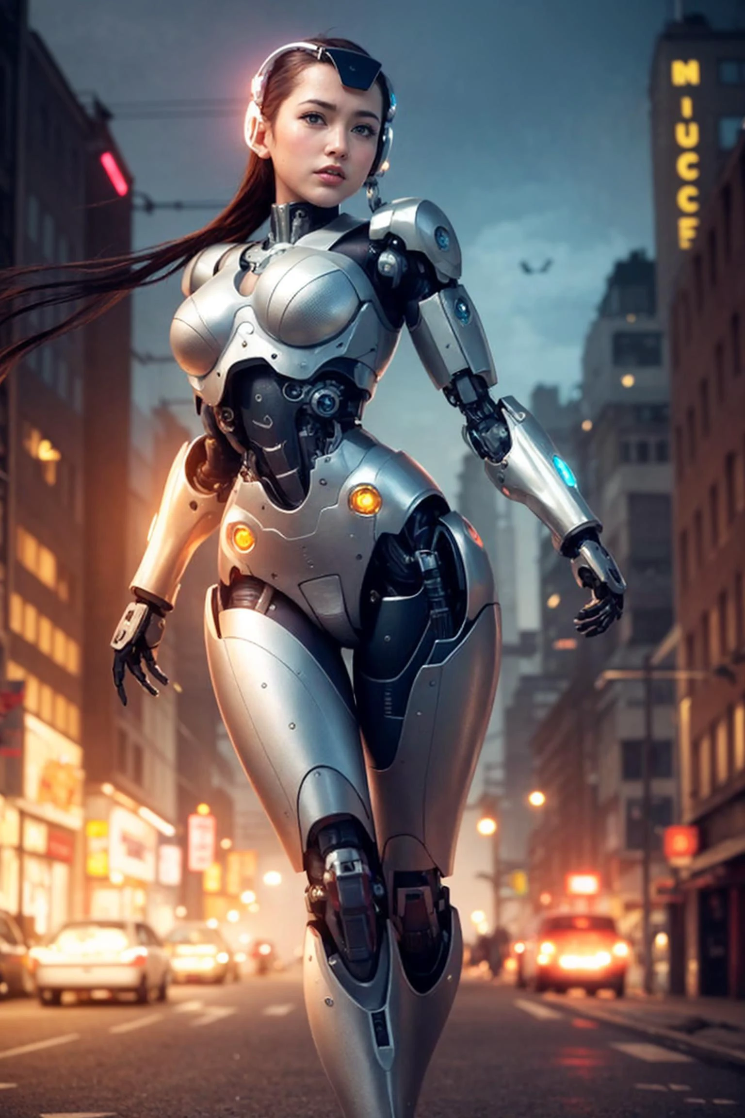 <(photorealistic:1.4), (extremely intricate:1.2)>, <(exquisitely detailed skin), cinematic light, ultra high res, 8k uhd, intricate details, Movie Light, film grain, dreamlike, best shadow, delicate, RAW>,
1girl, solo, Japanese girl, (((cyborg:1.4))), cyborg girl, cyborg armor, cyborg clothing, beautiful detailed eyes, finely detail, bright pupils, turquoise eyes, full body, large breasts:0.8, (((floating hair))), looking at viewer, pov, female focus, puffy eyes, long hair, gorgeous hair, air bangs, dynamic pose, dynamic angle, close-up, thighs open, showing panties, boobs exposed, fighting stance, fighting pose, run forward, running,(((golden metallic color | red metallic color | blue metallic color))),(((Metallic luster, metal reflective, mechanical details, extremely mechanical details, complex mechanical structure))), (((Mirrored Power Armor, fallout 4, fallout))),
defeated, corpse, bleed, battlefield, mechanized background, giant robot in the background, outdoors, cinematic lighting, Cyberpunk world. Cyberpunk metropolis, neon, Sci-fi style, sfw:1.98,