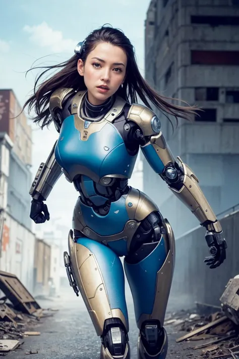 <(photorealistic:1.4), (extremely intricate:1.2)>, <(exquisitely detailed skin), cinematic light, ultra high res, 8k uhd, intricate details, Movie Light, film grain, dreamlike, best shadow, delicate, RAW>,

1girl, solo, Japanese girl, (((cyborg:1.4))), cyborg girl, cyborg armor, cyborg clothing, beautiful detailed eyes, finely detail, bright pupils, turquoise eyes, full body, large breasts:0.8, (((floating hair))), looking at viewer, pov, female focus, puffy eyes, long hair, gorgeous hair, air bangs, dynamic pose, dynamic angle, close-up, thighs open, showing panties, boobs exposed, fighting stance, fighting pose, run forward, running,(((golden metallic color | red metallic color | blue metallic color))),(((Metallic luster, metal reflective, mechanical details, extremely mechanical details, complex mechanical structure))), (((Mirrored Power Armor, fallout 4, fallout))), 

defeated, corpse, bleed, battlefield, mechanized background, giant robot in the background, outdoors, cinematic lighting, Cyberpunk world. Cyberpunk metropolis, neon, Sci-fi style, sfw:1.98,