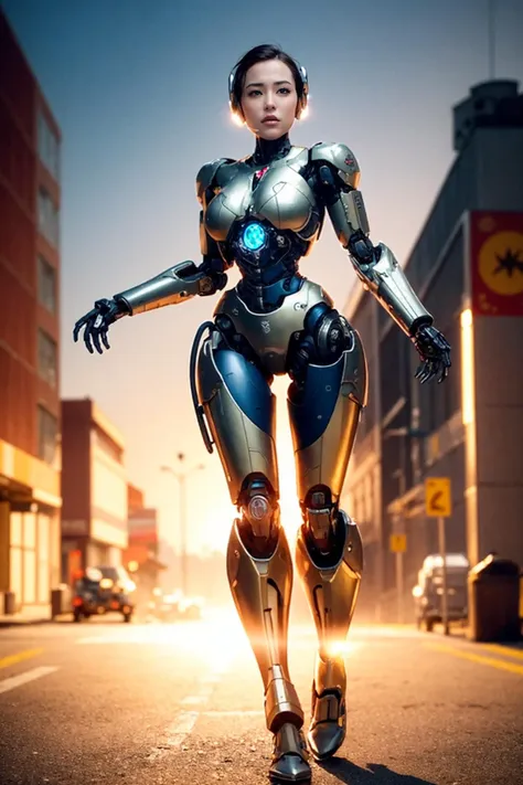 <(photorealistic:1.4), (extremely intricate:1.2)>, <(exquisitely detailed skin), cinematic light, ultra high res, 8k uhd, intricate details, Movie Light, film grain, dreamlike, best shadow, delicate, RAW>,

1girl, solo, Japanese girl, (((cyborg:1.4))), cyborg girl, cyborg armor, cyborg clothing, beautiful detailed eyes, finely detail, bright pupils, turquoise eyes, full body, large breasts:0.8, (((floating hair))), looking at viewer, pov, female focus, puffy eyes, long hair, gorgeous hair, air bangs, dynamic pose, dynamic angle, close-up, thighs open, showing panties, boobs exposed, fighting stance, fighting pose, run forward, running,(((golden metallic color | red metallic color | blue metallic color))),(((Metallic luster, metal reflective, mechanical details, extremely mechanical details, complex mechanical structure))), (((Mirrored Power Armor, fallout 4, fallout))), 

defeated, corpse, bleed, battlefield, mechanized background, giant robot in the background, outdoors, cinematic lighting, Cyberpunk world. Cyberpunk metropolis, neon, Sci-fi style, sfw:1.98,
