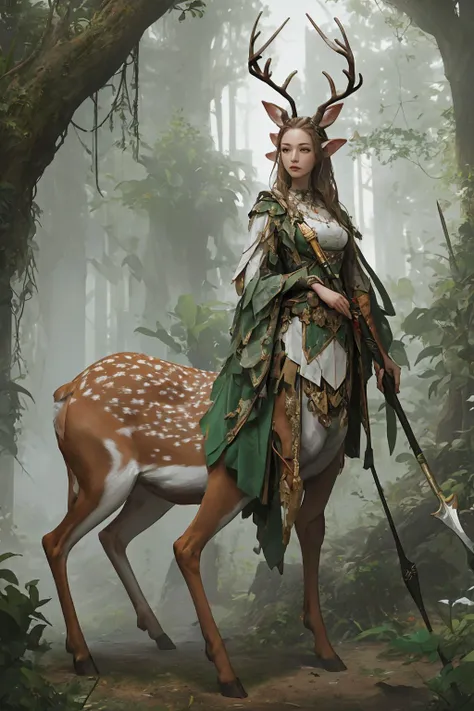 full body,<lora:DotA_Enchantress-DEF:0.5>,enchdef,enchrnd,holding polearm,<lora:v1.0deer_ear_20230620123243-000012:0.5>, deer ear,, (masterpiece, best quality, high quality, highres, ultra-detailed),