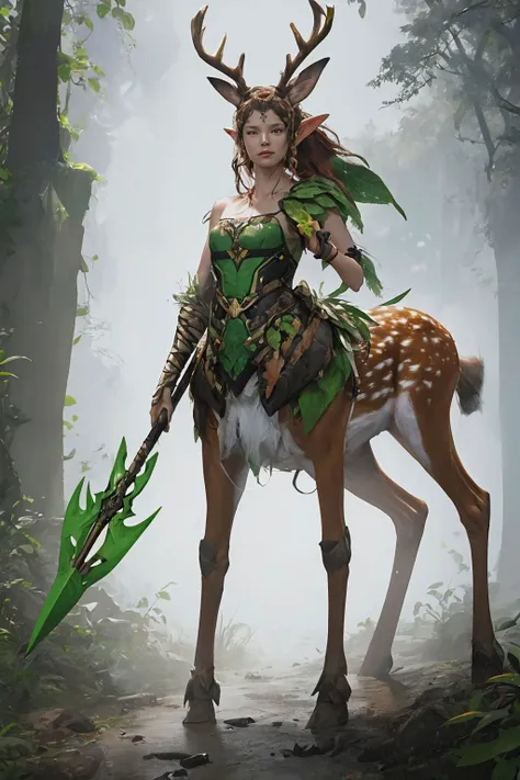 full body,<lora:DotA_Enchantress-DEF:0.7>,enchdef,enchrnd,holding polearm,<lora:v1.0deer_ear_20230620123243-000012:0.5>, deer ear,, (masterpiece, best quality, high quality, highres, ultra-detailed),