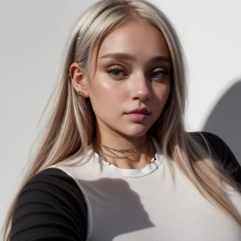 honeypuu,<lyco:HoneyPuu:1.5>,<lora:more_details:1.0>,face,detailed,realistic,8k,piercing eyes,straight looking,afternoon light,small breast,wearing black leggins and a white shirt,