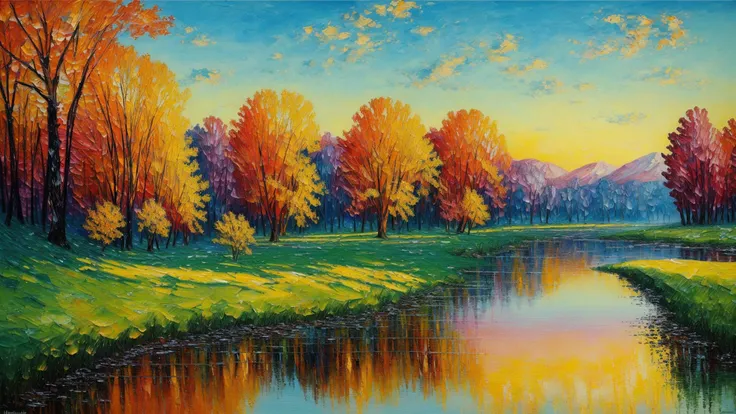 (masterpiece, top quality, best quality, oil painting, beautiful and aesthetic:1.2),fantasy landscape, vibrant colors, beautiful lighting, (absurdres, highres, ultra detailed), impressionism, thick impasto,