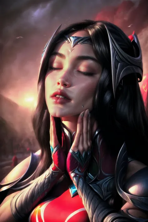 Highly detailed, High Quality, Masterpiece, beautiful <lora:Irelia-06:1>, Irelia, <lora:more_details:1>, 1girl, solo, <lora:FeelsGood:1>, FeelsGood, closed eyes