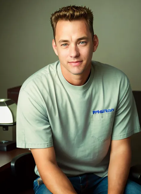 portrait of sksperson man, smile, wearing khakis , with fade with goatee dark blonde Textured crop , background airport epic (photo, studio lighting, hard light, sony a7, 50 mm, matte skin, pores, colors, hyperdetailed, hyperrealistic), <lyco:Tom HanksV2:1.0>