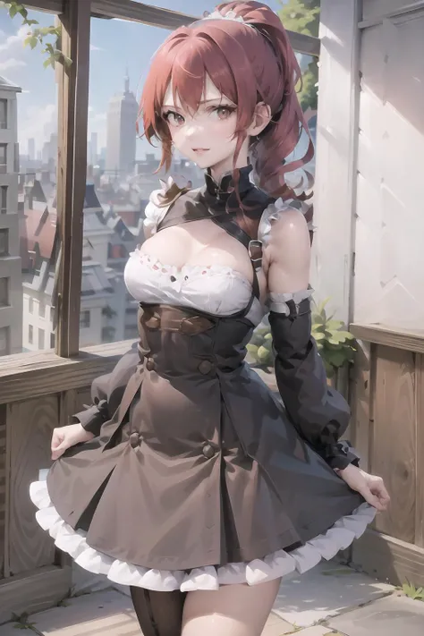 Milly\(milly)\, ponytail, large breasts <lora:Milly_The_Aristocrat_s_Otherworldly_Adventure_Serving_Gods_Who_Go_Too_Far-000006:1>, wearing a dress, city, masterpiece, more details, more lines, best quality, stand, look at viewer