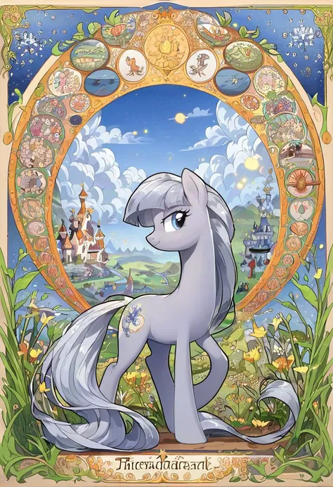 score_9, score_8_up, score_7_up, source_pony, aesthetic full body illustration of a political magical pony in an enchanted wonderland, gray mane, beautiful whimsical fantasy art concept, detailed background, glowing particles, masterpiece, best quality, sfw, <lora:Art_Nouveau_Pony:0.8> art nouveau