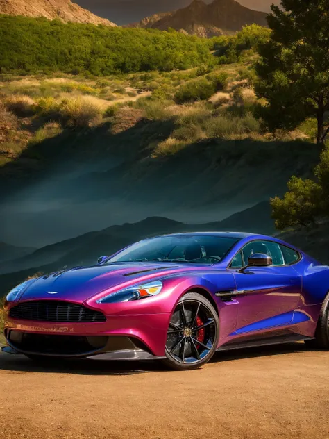 masterpiece, best quality, astonmartinvanquish, 1car, sunset mountains, blue car, <lora:AstonMartinVanquish:0.7>, slate atmosphere, cinematic, dimmed colors, dark shot, muted colors, film grainy, lut, spooky