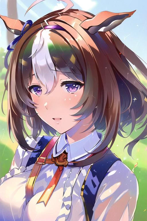 ((photorealistic)), masterpiece, high resolution, best quality, extremely detailed, original, dynamic posture, dynamic angle, trending on Artstation, trending on Pixiv
<lora:meisho_doto:0.8>, umamusume, 1girl, shy, white ahoge, horse ears, animal_ears, hair_ornaments