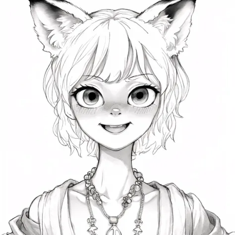 <lora:riffleman1130_v2:1.0>, (riffleman:1.0), drawing,

+ +, 1girl, animal ear fluff, animal ears, animal hands, animal nose, bangs, blush, body fur, breasts, character name, claws, cleavage, collarbone, fang, female focus, fox ears, fox girl, furrification, furry, furry female, hair rings, happy, japanese text, jewelry, light blush, long hair, long sleeves, looking at viewer, medium breasts, monochrome, multiple views, necklace, off shoulder, open mouth, sidelocks, simple background, sketch, smile, snout, upper body, v-shaped eyebrows, white background, wide sleeves