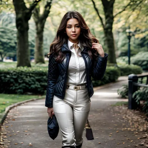 (Vancouver Stanley Park, SFW, quilted jacket, high-collar blouse, wool pants, hiking boots, walking through the park, late morning:1.35) Instagram_Influencer_103_By_Stable_Yogi
Faceshot_By_stable_yogi
Styler_Embedding_By_Stable_Yogi
<lora:Detail Blaster By Stable Yogi:0.5>
(center_parted_long_wavy_hair)