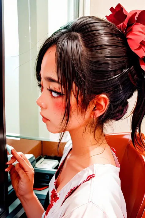 (masterpiece, best quality), 1girl, Peony Side Part with Slicked-Back Hair, medium breasts, <lora:gomennasai+MEI1:1> gomennasai+