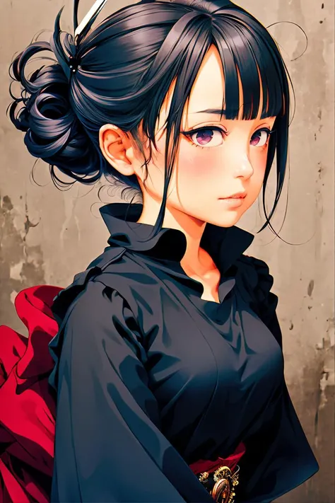 (masterpiece, best quality), 1girl, Gunmetal Tousled Updo, Size A breasts, <lora:gomennasai+MEI1:1> gomennasai+