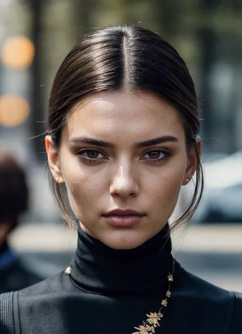 A stunning intricate full color portrait of (sks woman:1), wearing a black turtleneck, epic character composition, by ilya kuvshinov, alessio albi, nina masic, sharp focus, natural lighting, subsurface scattering, f2, 35mm, film grain, <lora:lora_kendall_v1_from_v1_160:1>