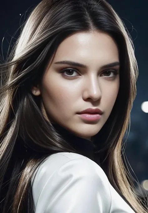 photo of beautiful sks woman, a cyber-girl, very beautiful with long hairs, elegant pose, no background, white bg, highly detailed, deadly face, sharp focus, ultra-realistic, concept art, highly detailed, photorealistic, octane render, unreal engine, depth of field, pentagon bokeh, <lora:lora_kendall_v1_from_v1_160:1.2>