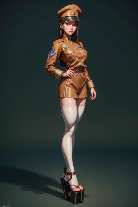 masterpiece, best quality, CG, wallpaper, HDR, high-definition, detailed, High quality, 1girl, Full body, standing, symmetrical face, looking at viewer, woman, platform heels,<lora:more_details:0.8> <lora:th3p1t_v3:0.6> th3p1t <lora:1.5_perfect hands:1>
<lora:drozd:1> pkwhiteguard, beaked cap, military uniform, jacket