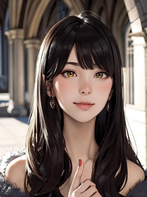 real skin texture, raw photo, cathedral background, hyperrealism, muted colors, high contrast, front lighting, artistic photoshoot, backlight,
1girl, bare shoulder, closeup face, face closeup, (long nail:1.2),
<lora:Ahri:0.4> Ahri, , black hair, yellow eyes, , <lora:perfect hands:0.7> Perfect Hands
<lora:0246 gray fur_v1:0.4> ruanyi0246, fur coat
<lora:hiyamasayaV2_lora:0.6> hiyamasaya