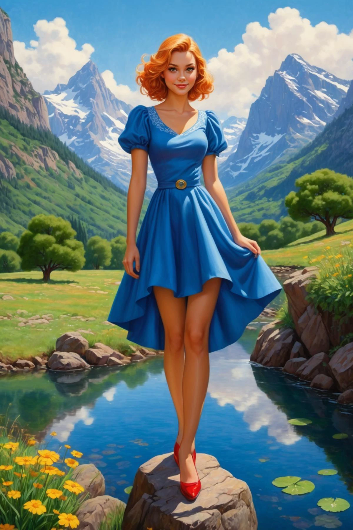 <lora:EnvyDaydreamXL01:0.70> ,by Natalia Rak and Alex Alemany in the style of Ted Nasmith, ,full body length photorealistic , comic book illustration <lora:comic_book_illustration:2.00> ,