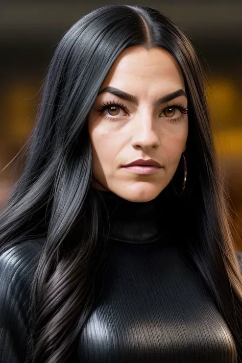 Picture, high quality, SFW, goth woman Koh_KaylaCompton, black hair, wearing vintage turtleneck gothic dress, close up portrait, at a goth convention, grim, dark, cemetary, perfect face, perfect eyes, sharp focus , superhero