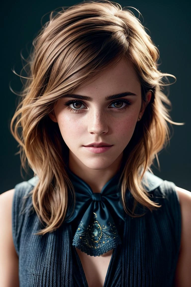 photo of beautiful (emwats0n:0.99), a woman with perfect hair, hair upsweep updo, wearing (blue capelet:1.1), ((VSCO Preppy:1.1)), (plain red background:1.1), modelshoot style, (extremely detailed CG unity 8k wallpaper), professional majestic photography, (smile), ((upper body)), (Canon EOS 5D Mark IV DSLR Camera), 24mm, exposure blend, hdr, faded, extremely intricate, High (Detail:1.1), Sharp focus, dramatic, soft cinematic light, (upper body), (looking at viewer), (detailed pupils), 4k textures, soft cinematic light, adobe lightroom, photolab, elegant, ((((cinematic look)))), soothing tones, insane details, hyperdetailed, low contrast