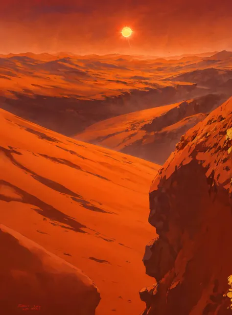 draw of a place,
mars, sun, red sky, astronaut far,
<lora:Cute_paint-000003:.8>