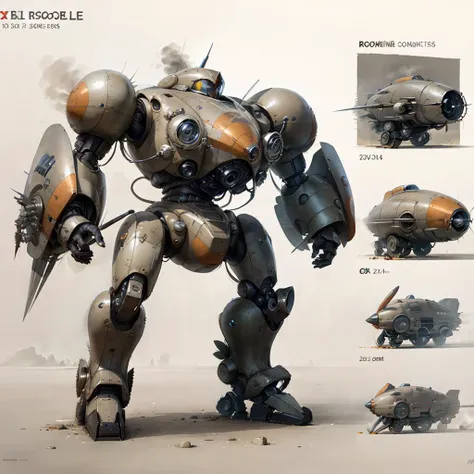 concept art, <lora:streamlinerai:.9> ww1 battle robot , stylized