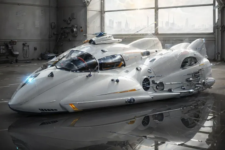4k, high quality, ray tracing, <lora:streamlinerai:.9> streamlinerai Dog, ww1, stylized, shiny white, full of reflections, blue glowing lights, futurism, clean edges, Tinted windows,