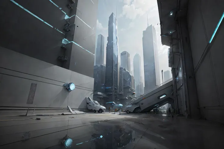 4k, high quality, ray tracing, <lora:streamlinerai:.9> streamlinerai skyscraper, ww1, stylized, shiny white, full of reflections, blue glowing lights, futurism, clean edges, Tinted windows,