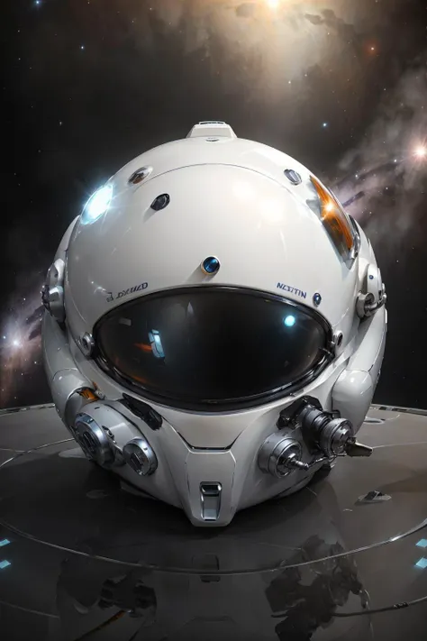 4k, high quality, ray tracing, <lora:streamlinerai:.9> streamlinerai space suit helmet, stylized, shiny white, full of reflections, blue glowing lights, futurism, clean edges, Tinted windows,