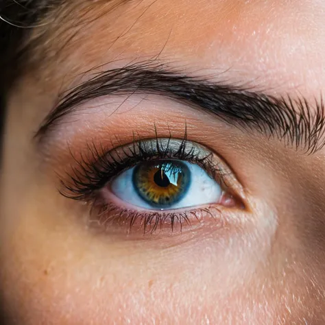 amateur photo of a 22yo girl eye, detailed face, long hair, close-up on the eye, detailed eye, at night