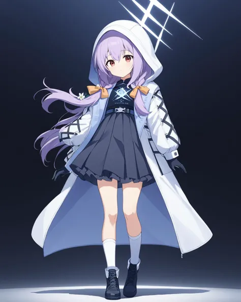atsuko \(blue archive\),1girl, solo, halo, black_footwear, full_body, white_jacket, hood_up, black_gloves, flower, holding, long_sleeves, boots, white_socks, hooded_jacket, open_jacket, standing, dress, skirt
<lora:atsuko_(blue_archive)_image697_2023-11-26-000012:1>halo. gorgeous,key visual, vibrant, studio anime,award-winning, professional, highly detailed,high budget, cinemascope
