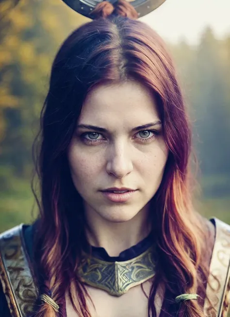 A stunning intricate full color portrait of (sks woman:1) as (viking warrior), (barbarian), epic character composition, by ilya kuvshinov, alessio albi, nina masic, sharp focus, natural lighting, subsurface scattering, f2, 35mm, film grain, <lora:locon_dodger_v1_from_v1_64_32:1.25>