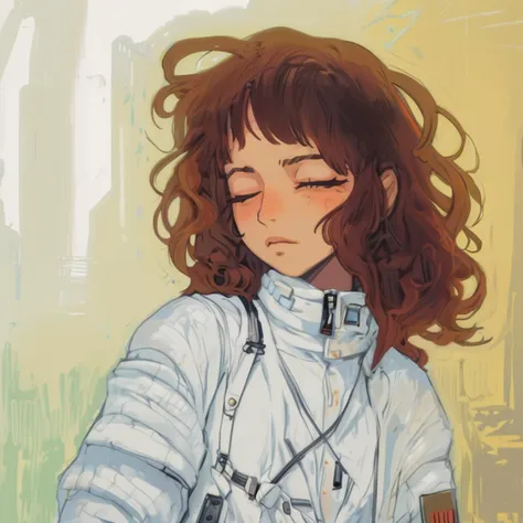 1girl, long messy hair, orange hair, ((closed eyes)), ((straight jacket:1.2, thick straps:1.3)), (background: asylum padded room),
<lora:add_detail:0.7>