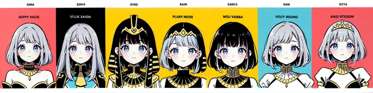 (best quality, masterpiece:1.1), <lora:Better light:0.5>, <lora:keke-strong:0.3>, <lora:tuyafengge_20230707170048:0.3>, simple background, (solo), close up, (facing up:1.2), (1female), joyful face, grey hair, short hair, messy hair, Samba outfits, decoration, body jewelries crystals, jewelries, crystals, ( Japanese subculture, colorful, (Dark circles:1.2), (pop art comic cover), text, pop art (text balloon), pop art, ((text: vol. 2)), (egyptian princess:1.2)),