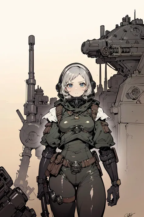 (best quality, masterpiece:1.1), <lora:jasmin:0.85>, cowboy shot, (facing down:1.2), looking down, (1female), confused face, golden hair, absurdly short hair, pointy hair, jacket, fishnet, pants, headband, ninja, (Refreshing spot in the middle of the desert, (fantasy, medieval, ancient)), ((modern, (dieselpunk), smog, dim tones, thick fog, (glossy metal machines, glossy mechanical, glossy metal, shiny silver), exhaust emissions:1.2), )