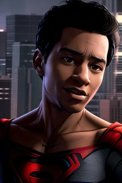 portrait of miles_morales as superman
