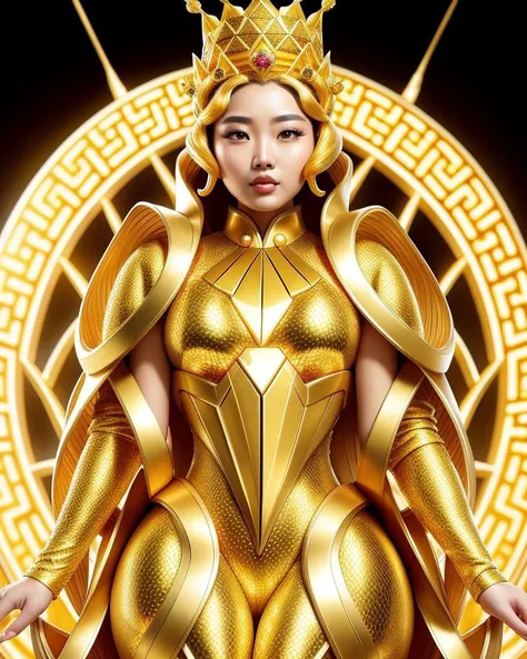 (goldstyle:0.85), (pov eyes),a (pov shot) of (a beautiful Chinese woman:1.2) in ((Golden Yellow color Short bob with a disheveled crown hairstyle)) wearing a golden head covering,