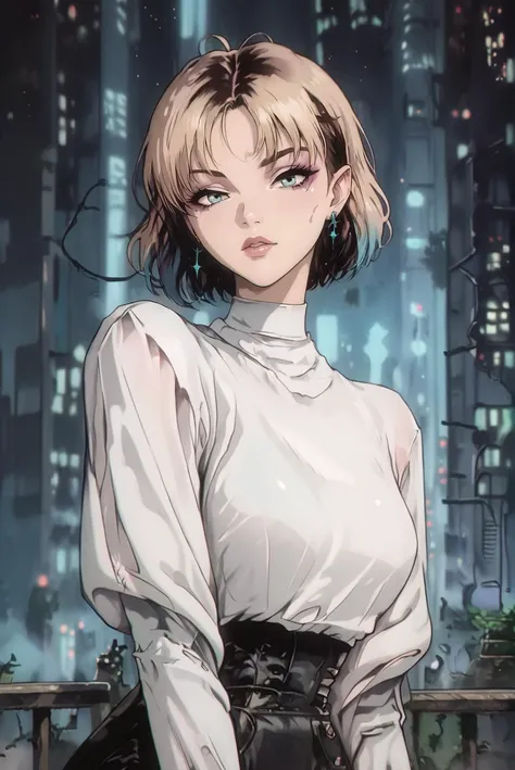 masterpiece, detailed quality, 1girl, solo, blurry background, score_9, source_anime, score_8_up, score_7_up, gwen_stacy, <lora:OldAnimeStyle_XL_v3:1> skyscraper