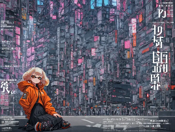 1girl, (((splatoon3 character))), (((masterpiece))), (((best quality))), (((detailed))),
(((fashion magazine cover tokyo, big tokyo text)))
((cyberpunk background, tokyo city, sitting, street, looking at viewer, contempt face, black skirt, orange jacket, earrings)), medium breast, <lora:cyberpunk_overwatch:0.2>