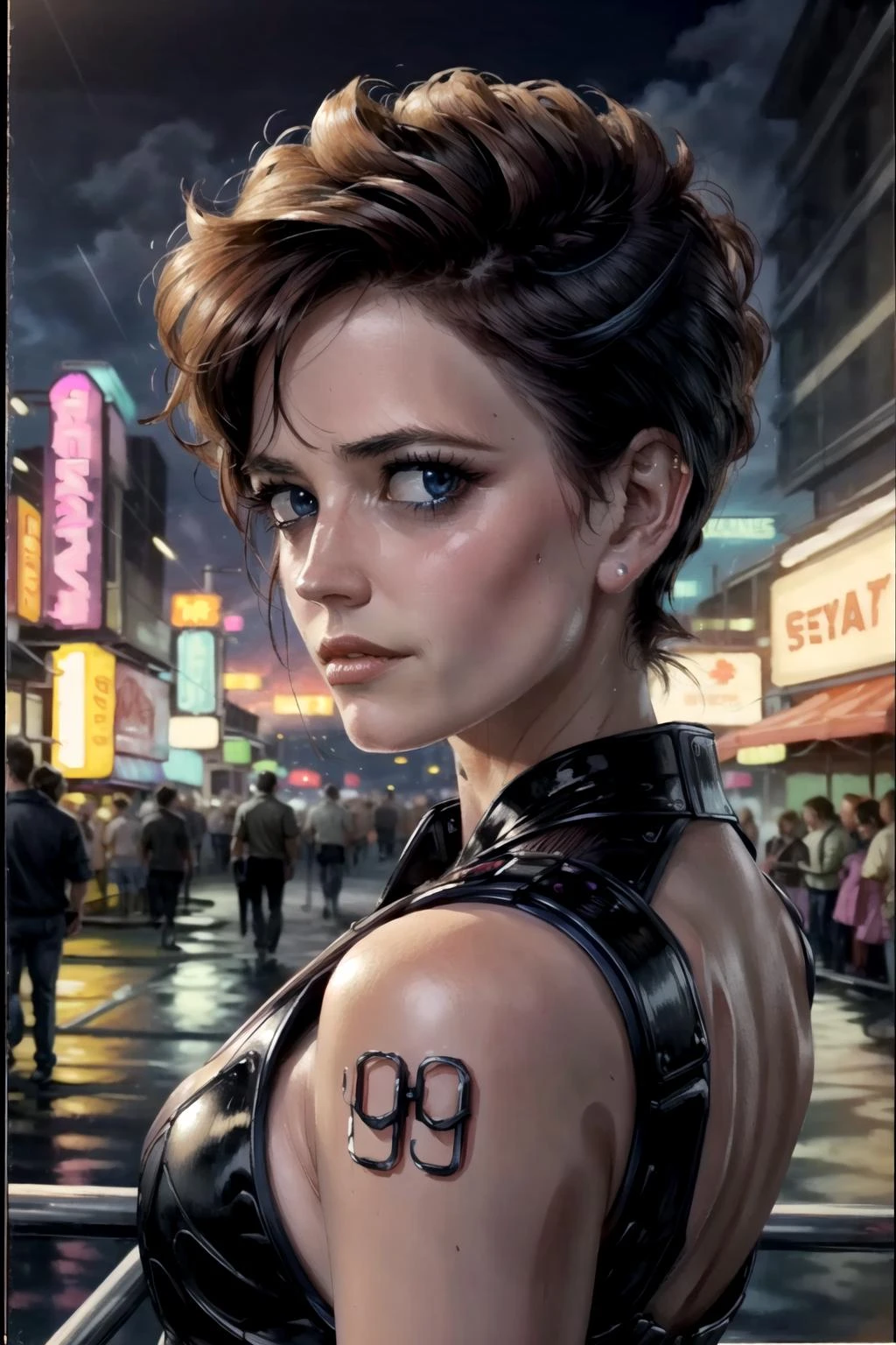 <lora:eva_green-04:1> a woman 3v4gr33n, solo, upper body, looking at viewer, detailed background, detailed face, (1980s futuristic synthwave, bladerunner theme:1.1), dynamic pose, glass-cyborg, (made of glass:1.1), colorful, fighter, gemstone armor, clean glass, arcane, magical symbols, surging power, floating particles, steam, reflections, wind, storm in background, epic atmosphere, ,<lora:add_detail:-0.2>,