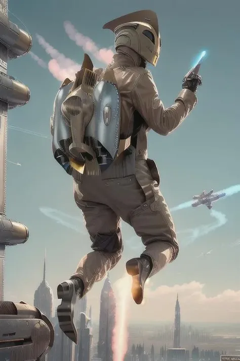rocketeer, 1boy, helmet, jetpack, flying, flying toward camera, cyberpunk, science fiction, contrail, city , dynamic pose, cyberpunk style, city, 8k, masterpiece, highly detailed, dynamic lighting, neon signs, high contrast, dark, gritty, night
<lora:rocketeer_v1.0:1> ,