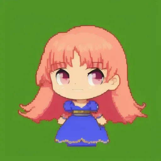 (pixelart), princess chibi sprite, symmetry, game asset, 16-bit, transparent background