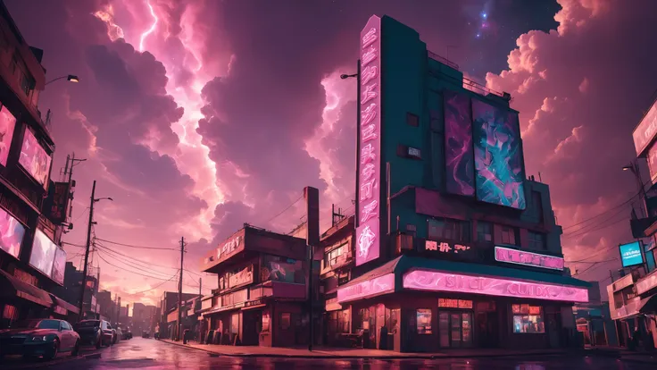 (Hard Sci-Fi style:1.5), <lora:EnvyRadioactiveXL01a-mf3:0.5>, <lora:EnvyCelestialXL01:0.5> (celestial:1.1), (3d cgi anime style:1.5).
Landscape of a strip club with buildings and electronics, (pink sky:1.5) with (nebula overhead:1.5). sunset, overcast.
cinematic lighting, vibrant colors, detailed skin texture, detailed cloth texture, beautiful detailed perfect face, intricate sharp details, ultra high res