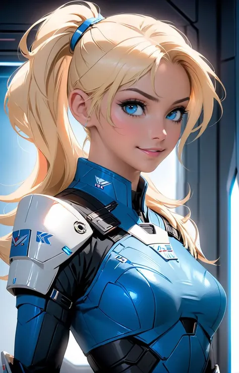 Hollywood motion capture picture of cosplay model, beautiful 18 year old niji woman as a futuristic soldier in mass effect style, wearing futuristic police armor without helmet, long light blonde hair tied in tight ponytail, realistic hair, blue eyes, standing in command center of space station, (medium shot:1.2), slim body, small breasts, Nikon Z9,
masterpiece, absurdres, portrait, detailed skin texture, detailed eyes, full lips, Artistic photo , ultra sharp, film, bokeh, (high quality), 4k, <lora:M_niji_XL:0.8>, laughing, happy mood, narrowed eyes,