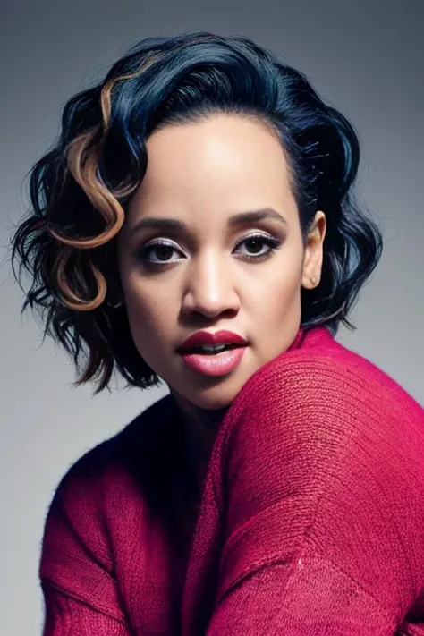color portrait photo of p014nc0:0.9 wearing a sweater with dramatic studio lighting for elle magazine