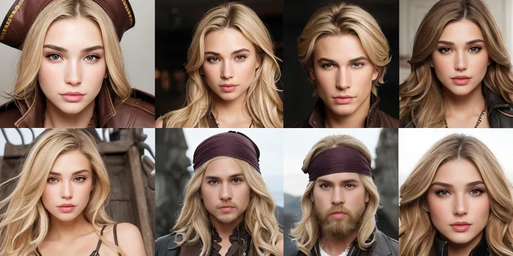 1girl,  1boy, pirate, blonde hair, beautiful face, innocent, character sex, vaginal, doggy style, facing camera, prone bone, big breasts, sexy ass, big ass, pirate ship, torn clothes, man in boots, man with long beard, treasure, instant loss, reaction frame, ((sound effects)) comic layout, style of Norman Rockwell, (face:Oval Face, Wide-Set Eyes, [eye color brown], long nose, protruding lower lip, lower cheekbones, square chin)
