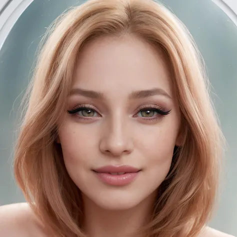 ( man, 20 yo, Triangle Face, Recessed Eyes, [eye color light purple], Nose with an Aquiline Shape, soft lip contours, prominent cheeks, long chin (eyebrow-sharpe round natural, eyebrowcolor ginger) (Mahoraise) random hair color), soft smile, shy look aside, ultra detailed, realistic, 4k,The x-files i want to believe Image, atmospheric haze, Film grain, looking through mirror portal, possing selfi, an autonomous submarine patrolling the underwater perimeter of a high security prison, Closeup, amazing quality, masterpiece, best quality, hyper detailed, ultra detailed, UHD, perfect anatomy, portrait, dof, hyper-realism, majestic, awesome, inspiring, Capture the joy of life within a smiling in the gentle warmth of the sun filtering through the open translucent pod. Let the radiance of nature's embrace illuminate their laughter, cinematic composition, soft shadows, national geographic style, heavy makeup,heavy  blusher, heavy eye shadow,heavy eyeliner,heavy  mascara, heavy lip liner, red lipstick, Eyeliner, Makeup ,(eyelashes, eyeliner, eyeshadow, eyelashes, long eyelashes),((ultra realistic, extremely fine details, natural skin texture)), (ultra detailed eyes and face)<lora:eyetuneT:1> and (eyelashes, eyeliner, eyeshadow, eyelashes, long eyelashes)<lora:more_details:1>