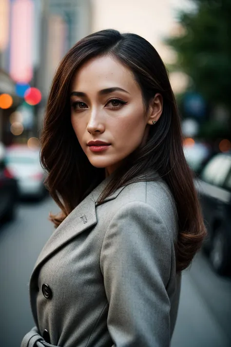photo of (EPM4gg13Q:0.99), closeup portrait, perfect hair, (modern photo, [Belted duster coat in a lightweight and breathable fabric for transitional seasons|Ralph Lauren velvet blazer with a satin lapel and pocket square]), 24mm, (analog, cinematic, film grain:1.3), ((asymmetrical , stone road , night, full moon , gradient:1.1)), ((detailed eyes)), ((eyeliner, long lashes)), (epicPhoto), long eyelashes, (perfect waist), (painted lips)