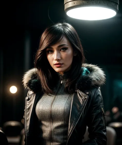 photo of (EPM4gg13Q:0.99), closeup portrait, perfect hair, (modern photo, [Faux leather trench coat with a detachable faux fur collar for versatility|Givenchy: Antigona bag, Shark Lock ankle boots]), 24mm, (analog, cinematic, film grain:1.3), ((vr gaming arena, chairs,traps and snares,mop and bucket,troll's treasure,fireplace, exposed aggregate concrete, led bulbs, downlighting, retrofuturism, sci-fi, gradient:1.1)), ((detailed eyes)), ((eyeliner, long lashes)), focused , great wall of china , indoors, light , (epicPhoto), long eyelashes, (perfect waist), (painted lips)